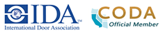 International Door Association logo and California Operator and Door Association logo
