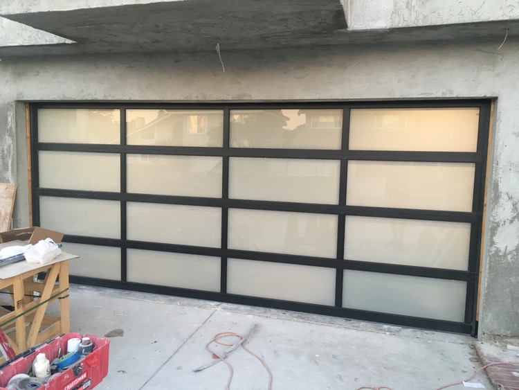 New Glass Garage Door Install in Fountain Valley 