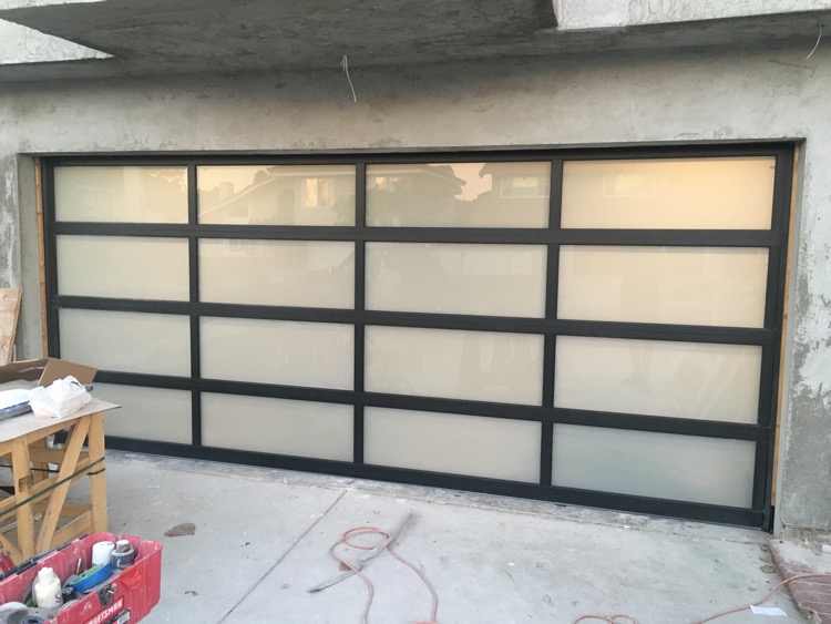 New Glass Garage Door Install in Fountain Valley 