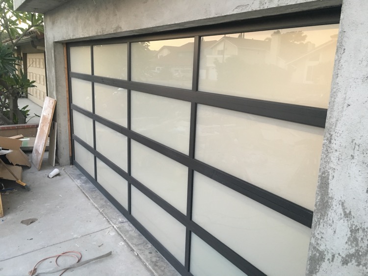 New Glass Garage Door Install in Fountain Valley 