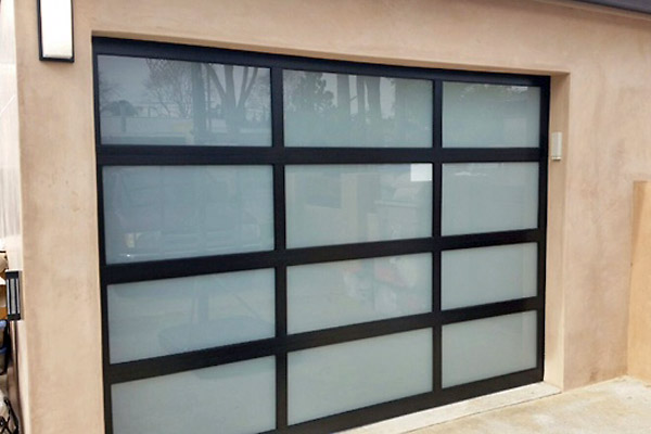 Black frame glass door garage