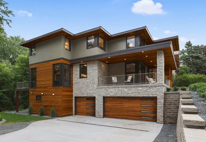A traditional groove panel garage door.