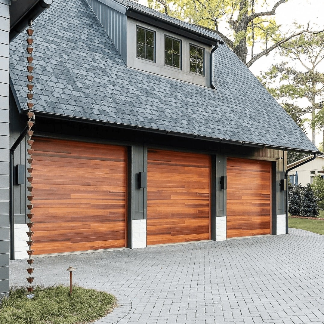 An eye-catching mixed panel garage door.